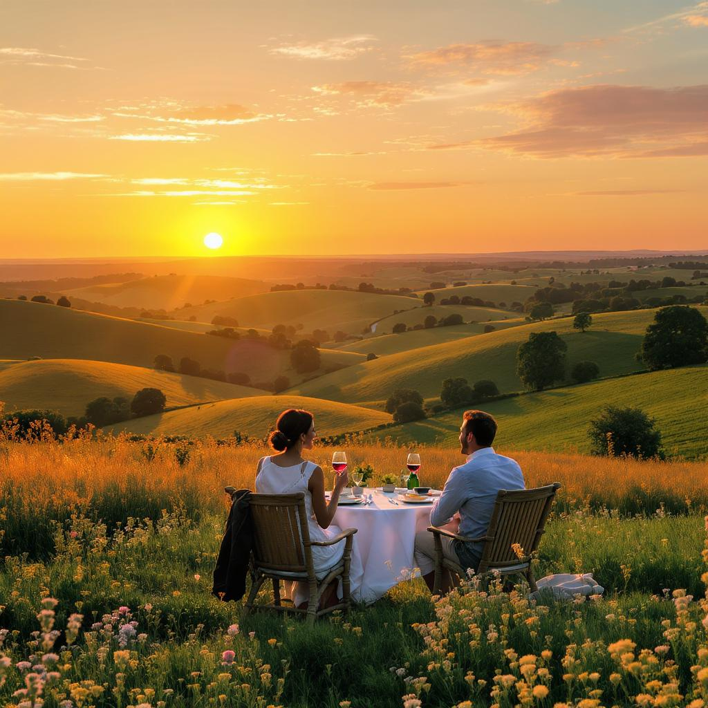 Relaxing couple at dining table at Hidden Fell Escapes